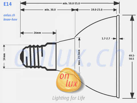 E14-Sockel an PAR16 bzw. R50 Lampe