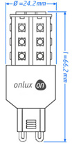 Dimensions onlux MicroLux 927 G9 LED Lamp